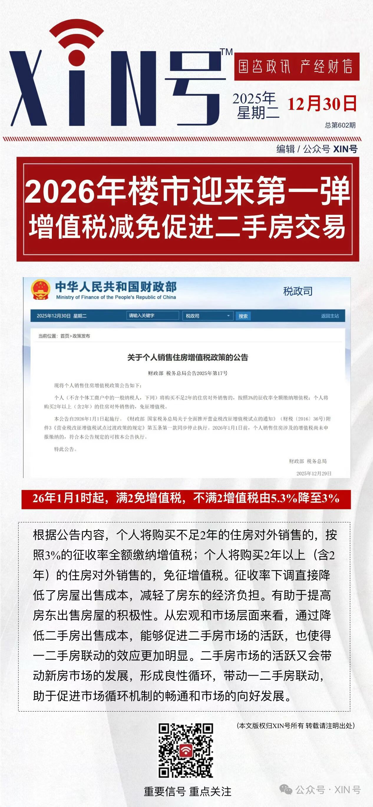 2026年楼市迎来第一弹：增值税减免促进二手房交易